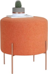Taburet COPPER 42, portocaliu/cupru, material textil/otel, 40x40x42 cm