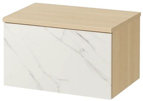 Dulap baie suspendat Cersanit Inverto CALACATTA 60 cm pentru lavoar pe blat stejar cu placa ceramica