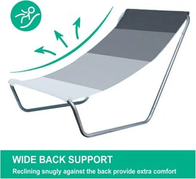 Sezlong pliabil de plaja SAND, dungi gri