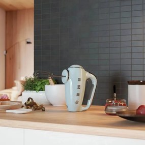 Mixer manual SMEG 50's Style HMF01PBEU, 250 W, 9 viteze, Functie Turbo, Afisaj LED, Timer, Accesorii, Albastru
