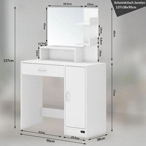 Deuba Masuta de toaleta Jocelyn 90x38x137 cm - alba