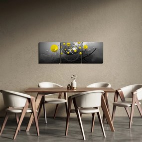Tabloul - bile abstracte galbene (cu ceas) (90x30 cm)