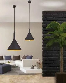 Pendul design industrial Gunda small, negru/ auriu