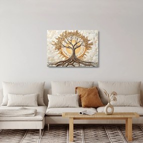 Tablou pe sticlă – Arborele vieții auriu în mozaic (70x50 cm)