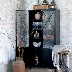 Vitrina din metal, cu aspect vintage, Antique Black
