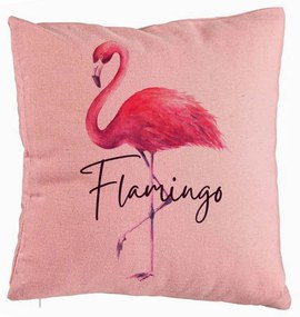 Perna Decorativa, Model Flamingo, 40x40 cm, Roz, Husa Detasabila, Burduf