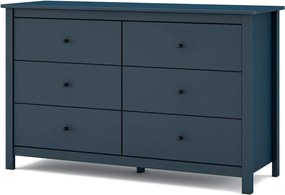 Comodă albastru-închis joasă din lemn masiv de pin 130x80 cm Misti – Marckeric