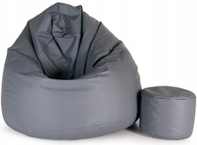 ShopJK Fotoliu puf cu suport pentru picioare din piele ecologică gri