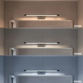 Lumină LED pentru oglindă de baie KLIMT, 12W, 230V, 3000/4000/6000K, 60 cm, IP44, negru