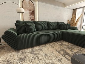 Colțar extensibil dumonde cu ladă de depozitare si sezut confortabil din spuma high-density, Berlin XL Ambience Green II 350x185 cm