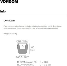 Ghiveci plante, flori design decorativ modern pentru amenajari interioare si exterioare, BLOW PLANTER 55018R Vondom