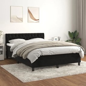 3141481 vidaXL Pat box spring cu saltea, negru, 140x190 cm, catifea