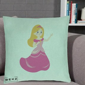 Perna Personalizata Printesa Roz cu Microfon, 40x40 cm, Verde Menta, Husa Detasabila, Perna Inclusa, BEKZ®