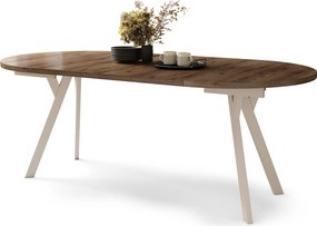 Mazzoni ALMO Nuc Elegant/picioare bej - MASĂ ROTUNDĂ EXTENSIBILĂ CU PICIOARE ÎN FORMĂ DE Y STIL LOFT PENTRU SALON/SUFRAGERIE