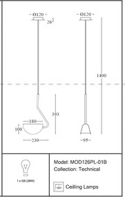 Lustra, Pendul design high-tech minimalist Mollis