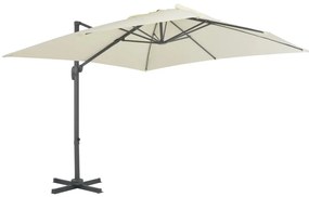 Umbrela suspendata cu stalp din aluminiu, nisipiu, 300x300 cm Nisip, 300 x 300 cm