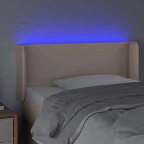 Tablie de pat cu LED, cappuccino 103x16x78 88cm piele ecologica 1, Cappuccino, 103 x 16 x 78 88 cm
