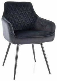 Scaun de bucătărie Alcano Velvet, negru