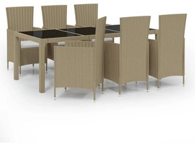 3094905 vidaXL Set mobilier de exterior cu perne, 7 piese, bej, poliratan