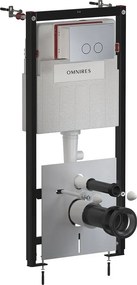 Rezervor incastrat Omnires StrongFrame pentru vas WC suspendat si clapeta de actionare Steel-R45 finisaj nichel periat
