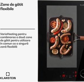 Klarstein Delicatessa 60 Hybrid, plită de inducție, încorporată, 4 zone, 7000 W, neagră