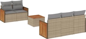 vidaXL Set canapele de grădină cu perne, 6 piese, bej, poliratan