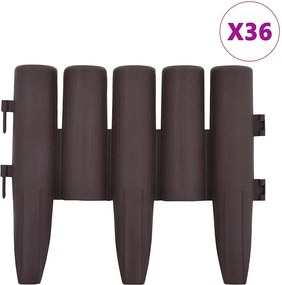 vidaXL Borduri de gazon, 36 buc., maro, 10 m, PP