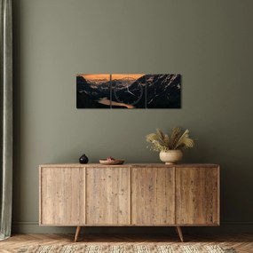Tablou - Lac între munți (cu ceas) (90x30 cm)