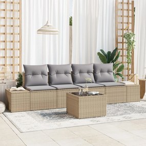vidaXL Set de canapele pentru grădină 5 pcs Beige și gri deschis