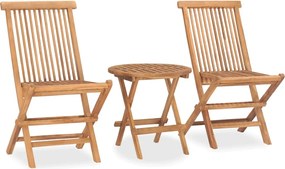 vidaXL Set mobilier de exterior pliabil, 3 piese, lemn masiv tec
