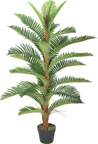 HOMCOM Palmier artificial 120 cm cu 24 frunze din PEVA, plantă decorativă cu ghiveci din plastic, verde | Aosom Romania