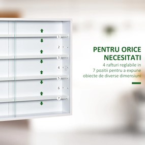 Panou cu 5 etajere, polite reglabile, 80x9.5x60cm alb HOMCOM | Aosom Romania