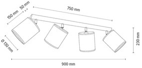 Spot-Light 2047401011553 - Plafonieră cu 4 spoturi BENITA 4xE27/25W/230V stejar