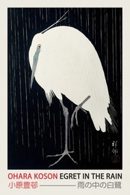 Artă imprimată Egret in the Rain (Japanese Woodblock Japandi print) - Ohara Koson, (26.7 x 40 cm)