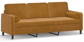 3153108 vidaXL Canapea 3 locuri cu pernuțe&pernuțe, maro, 180 cm, catifea