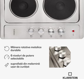 Klarstein Appetito 4, plită electrică, 5500 W, 4 plăci, 6 trepte de putere, oțel inoxidabil