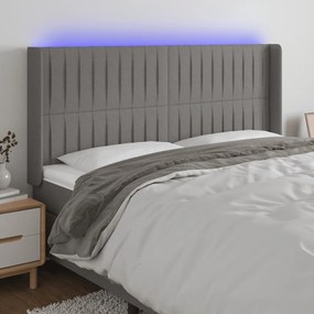 3124293 vidaXL Tăblie de pat cu LED, gri închis, 163x16x118/128 cm, textil