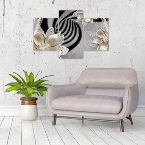 Tablou - 3D Flori aurii (90x60 cm)