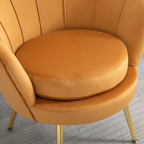 HOMCOM Fotoliu Vintage din Catifea Galbenă, Design Elegant pentru Living sau Birou, Confort Superior | Aosom Romania