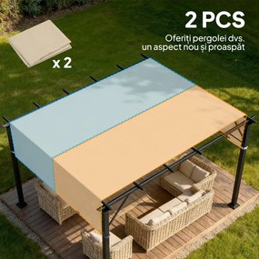 Outsunny 2 Bucăți Husă de Schimb pentru Pergolă, Copertină de Umbrire, Ușor de Instalată, pentru Pergolă 3 x 3(m), Bej | Aosom Romania