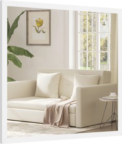 HOMCOM Oglindă de perete pătrată 50 x 50 cm, ramă din lemn alb, ideală pentru baie, living sau dormitor | Aosom Romania