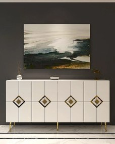 Consola, Hanah Home, Robber KB150, 150x75x35 cm, Alb/Auriu