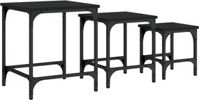 vidaXL Mese suprapuse de cafea, 3 buc, negru, lemn prelucrat