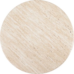 Măsuță de cafea rotundă Massia 80 cm pentru living - travertin / nuc