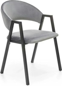 Scaun K473, stofa catifelata gri, 54x58x82 cm