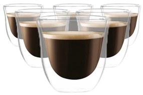 Set 6 pahare cafea, pereți dubli, sticlă borosilicată, 70 ml