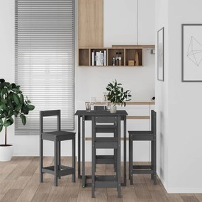 Set mobilier de bar, 5 piese, gri, lemn masiv de pin