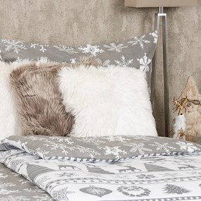 Lenjerie pat bumbac flanel 4Home Christmas Time, gri, 140 x 220 cm, 70 x 90 cm