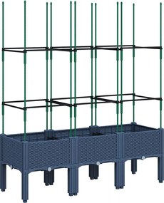 vidaXL Jardinieră de grădină cu spalier, albastru gri, 120x40x142,5 cm, PP