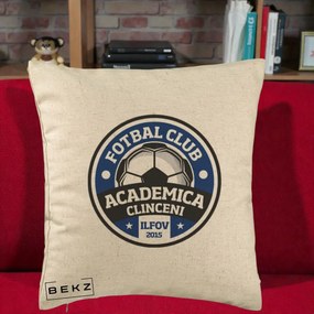 Perna Personalizata Academica Clinceni Fotbal Club, 40x40 cm, Bej, Husa Detasabila, Perna Inclusa, BEKZ®
